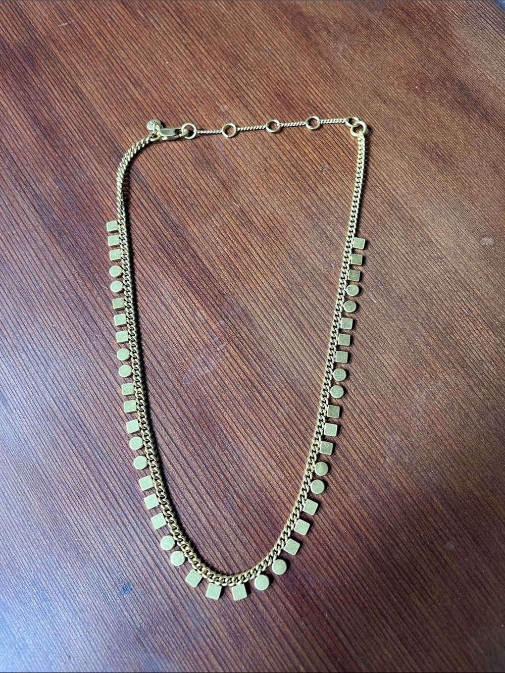 Madewell Gold Geometric Disc & Square Pendant Necklace